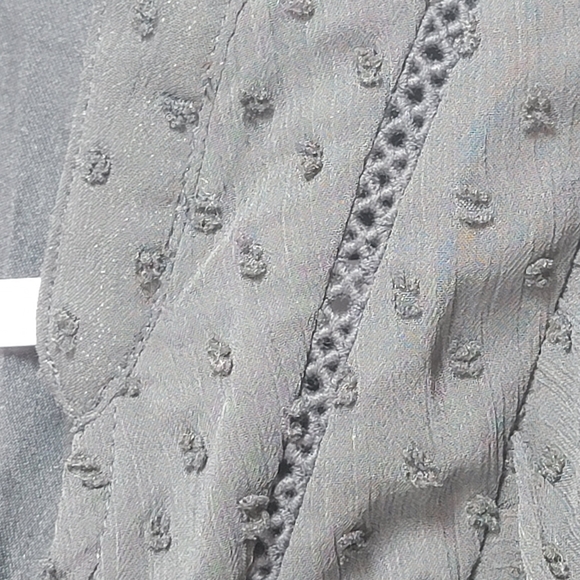 Haver London Blouse Womens L Black Button Flutter Sleeve Swiss Dot Lined Sheer - Picture 6 of 13